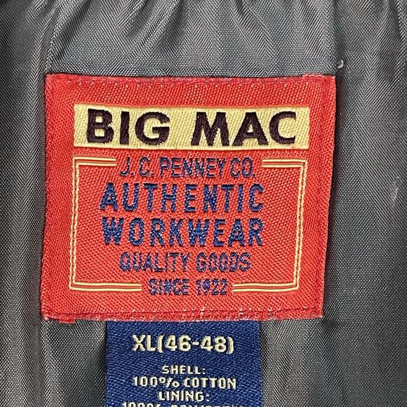 Big Mac Jacket Mens XL Blue Plaid Lined Puffer Flannel Chest Pockets Snap Up - Picture 3 of 12